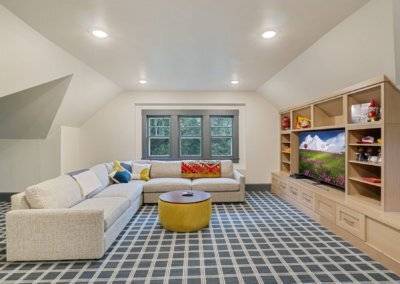 Remodeled attic for children's activity and relaxation space.