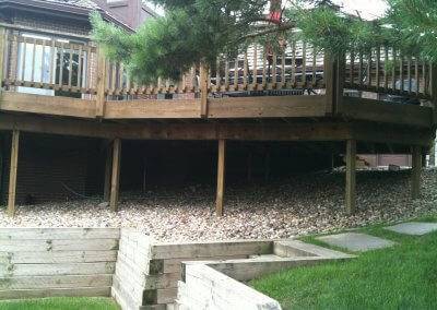Before picture of old and worn deck.