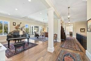 View from entry into great room and piano space
